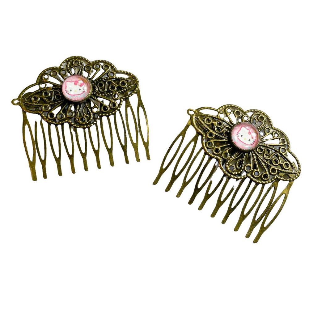 RARE Vintage Hello Kitty Hair Combs Hair Pink Hair Decorating updo